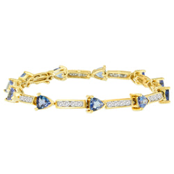 14K Yellow Gold 1 3/4ct TDW Diamond   Tanzanite Link  Bracelet (H-I I1-I2)