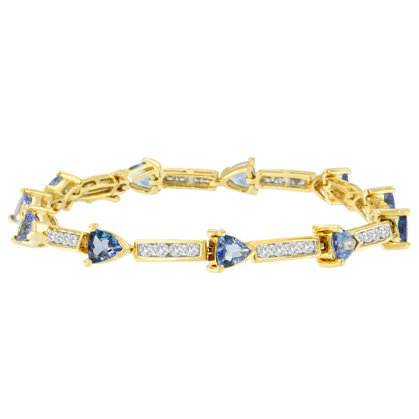 14K Yellow Gold 1 3/4ct TDW Diamond   Tanzanite Link  Bracelet (H-I I1-I2)