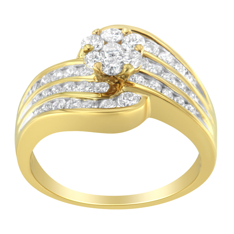 14K Yellow Gold Diamond Cocktail Bypass Ring (1 1/2 Cttw, H-I Color, SI2-I1 Clarity) - Size 7