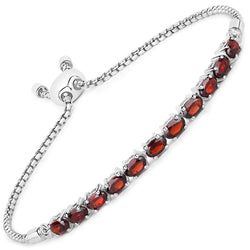 3.08 Carat Genuine Garnet .925 Sterling Silver Bracelet