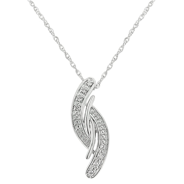 .925 Sterling Silver Diamond Accent Bypass Curve 18" Pendant Necklace (I-J Color, I3 Clarity)