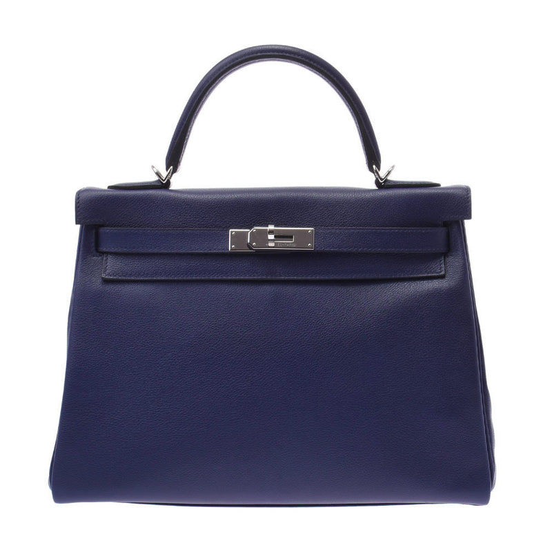 HERMES Hermes Kelly 32 Verso 2WAY Bag Blue Ankle / Jelly D Engraved (Around 2019) Womens Evercolor Handbag