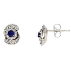 .55ct Sapphire Diamond Stud Earrings 10KT White Gold