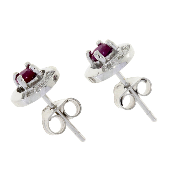 .31ct Ruby Diamond Stud Earrings 14KT White Gold