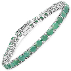 9.52 Carat Genuine Emerald .925 Sterling Silver Bracelet