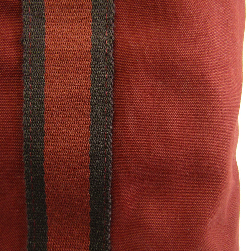 Hermes Fourre Tout Cabas Womens Canvas Tote Bag BordeauxRed Color