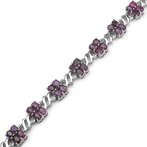 12.00 Carat Genuine Ruby .925 Sterling Silver Bracelet