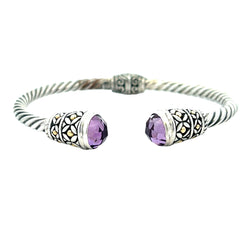 Amethyst Cuff Bracelet Sterling Silver 18KT Gold