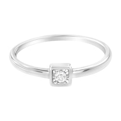 .925 Sterling Silver Miracle-Set Diamond Accent Cushion Shaped Promise Ring (J-K Color, I1-I2 Clarity) - Size 6