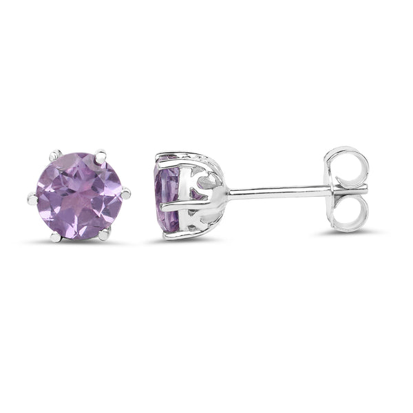 0.48 Carat Genuine Amethyst .925 Sterling Silver Earrings