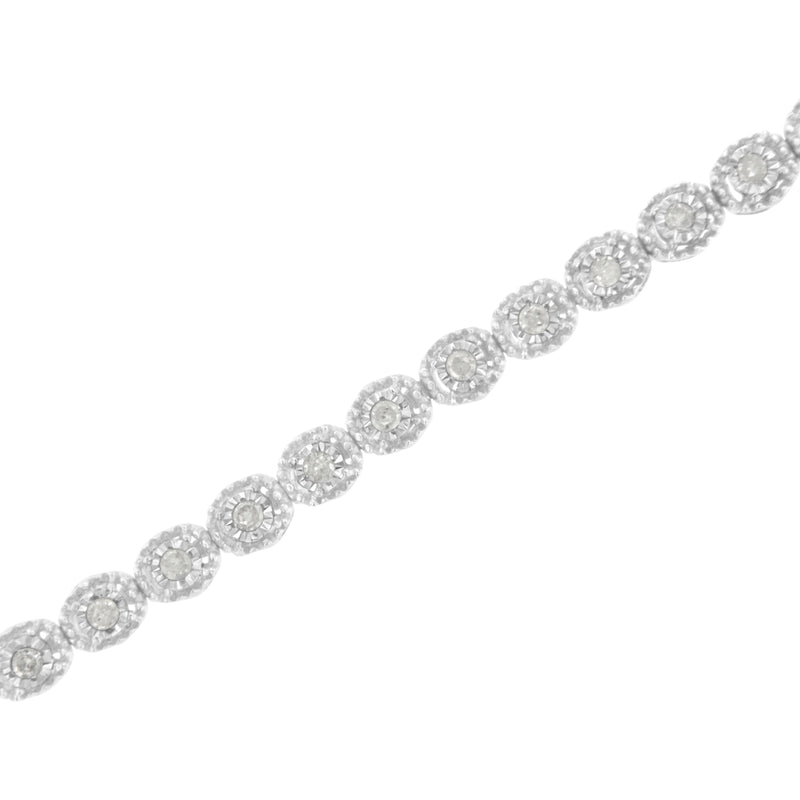 .925 Sterling Silver 1/2 cttw Miracle-Set Diamond Bezel Look Tennis Bracelet (I-J, I3) - 7.25