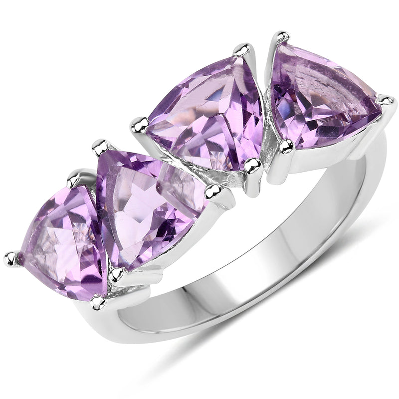 3.60 Carat Genuine  Amethyst .925 Sterling Silver Ring