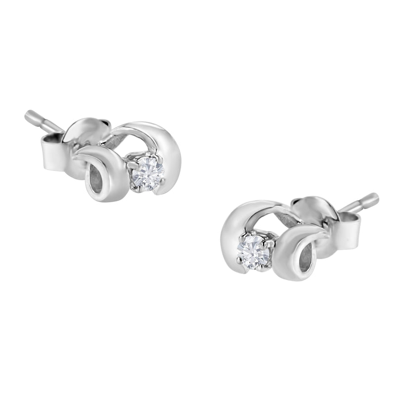 .925 Sterling Silver Round Cut Diamond Fashion Earrings (0.10 cttw, I-J Color, I2-I3 Clarity)