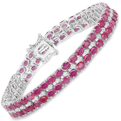 20.03 Carat Glass Filled Ruby and White Topaz .925 Sterling Silver Bracelet