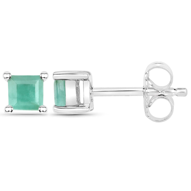 0.80 Carat Genuine Emerald .925 Sterling Silver Earrings