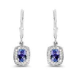 1.35 Carat Genuine Tanzanite & White Topaz .925 Sterling Silver Earrings