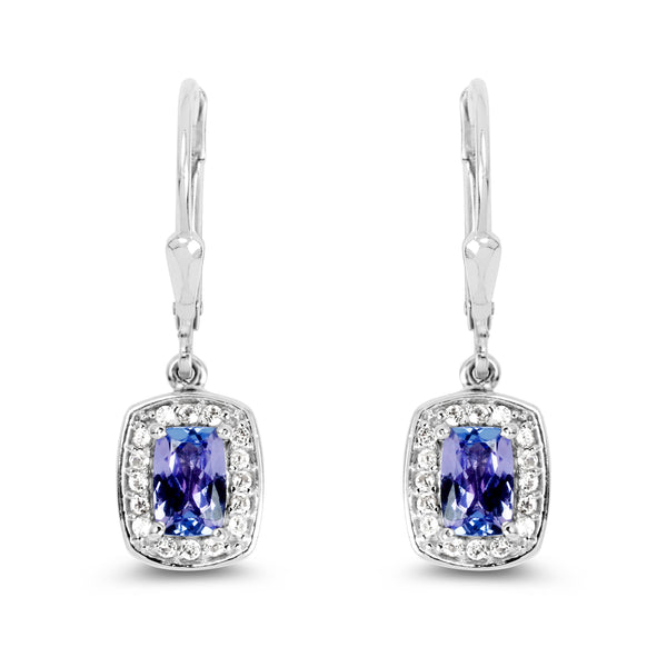 1.35 Carat Genuine Tanzanite & White Topaz .925 Sterling Silver Earrings