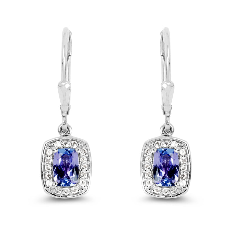 1.35 Carat Genuine Tanzanite & White Topaz .925 Sterling Silver Earrings