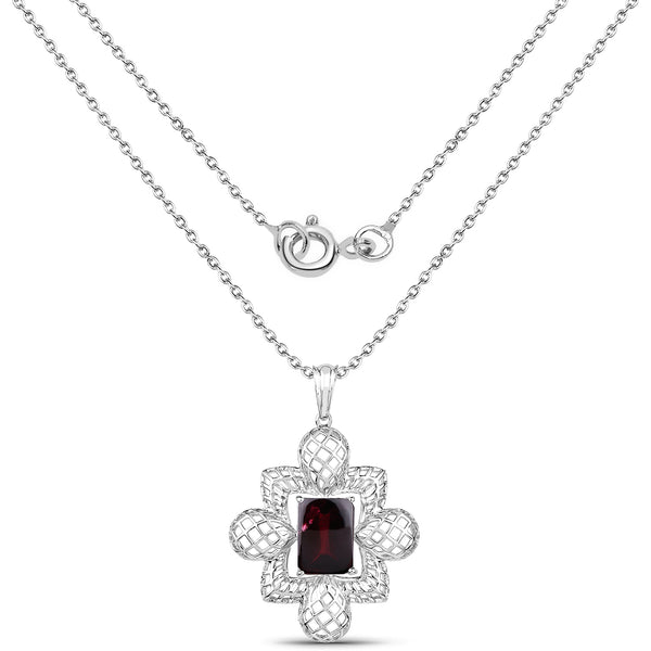 8.00 Carat Genuine Garnet .925 Sterling Silver Pendant