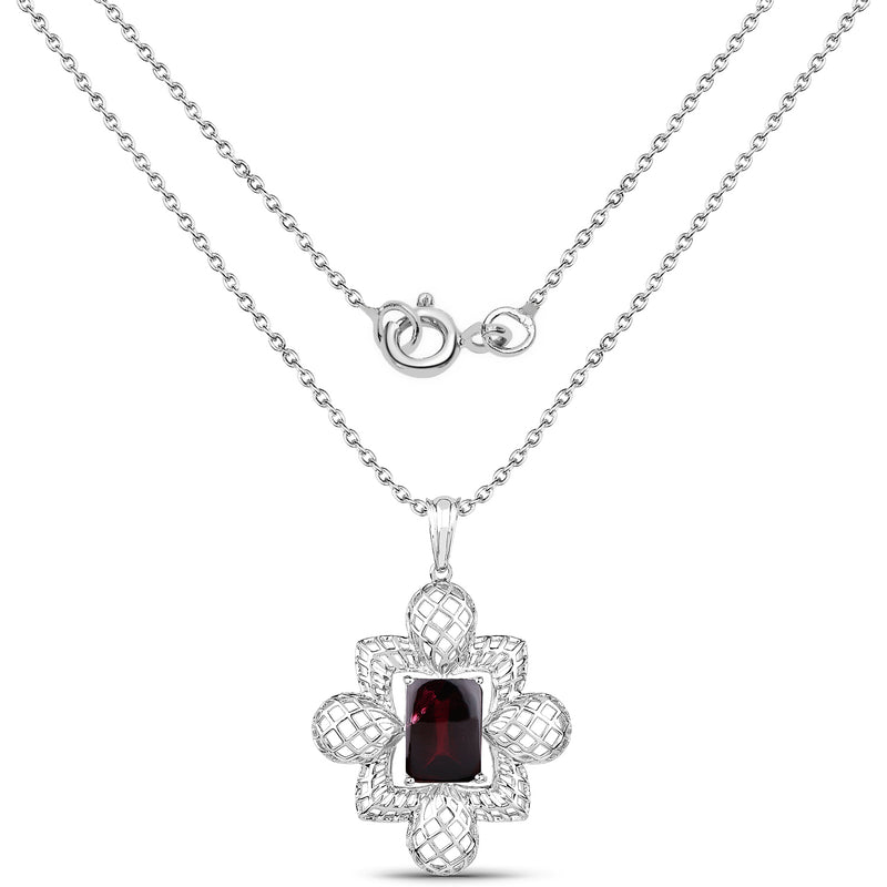 8.00 Carat Genuine Garnet .925 Sterling Silver Pendant