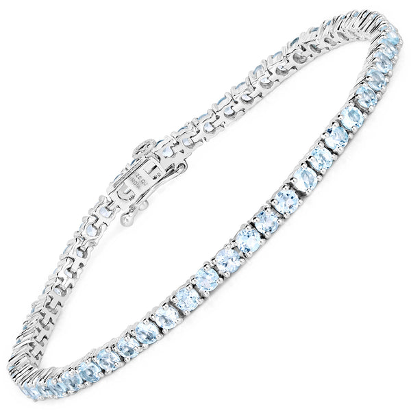 6.36 Carat Genuine Blue Topaz .925 Sterling Silver Bracelet