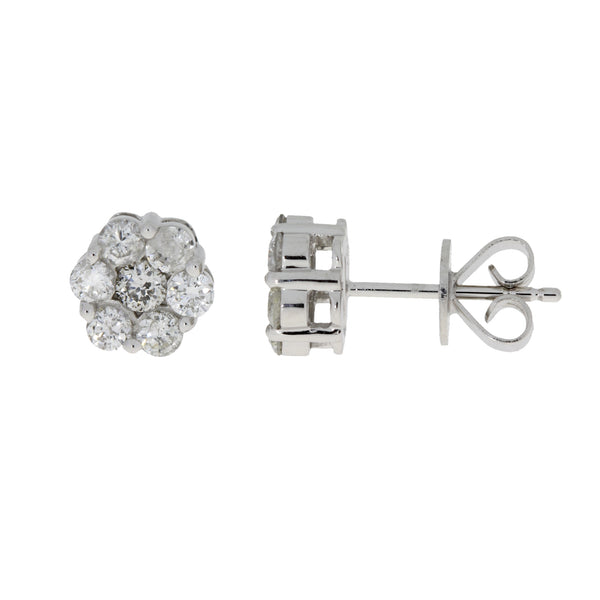 Genuine .88ct Diamond Earrings 14KT White Gold