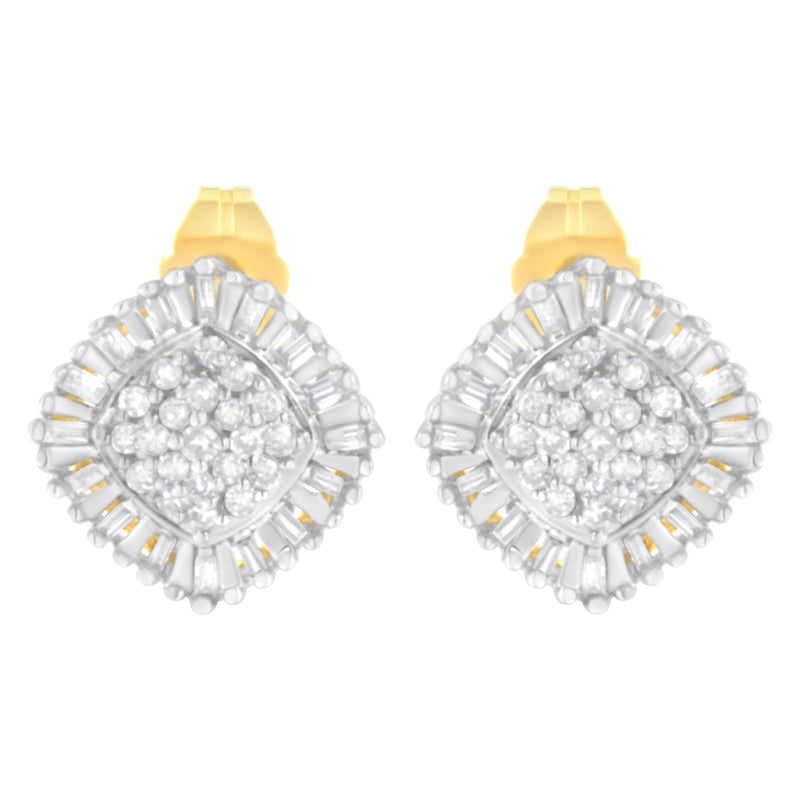 10K Yellow Gold 1/2 cttw Diamond Cluster Cocktail Stud Earrings (I-J, I1-I2)
