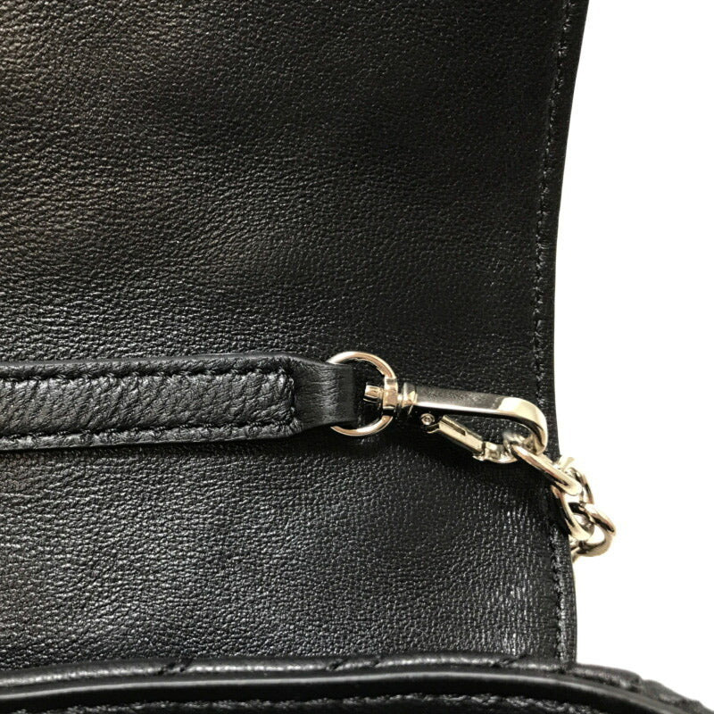 Vivienne Westwood Quilted Chain Shoulder Clutch Bag Pochette Orb Black Leather 53020005