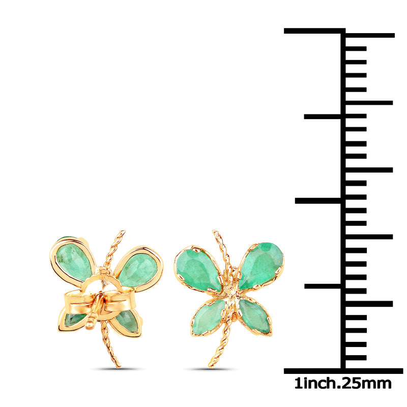 1.20 Carat Genuine Emerald 10K Yellow Gold Earrings