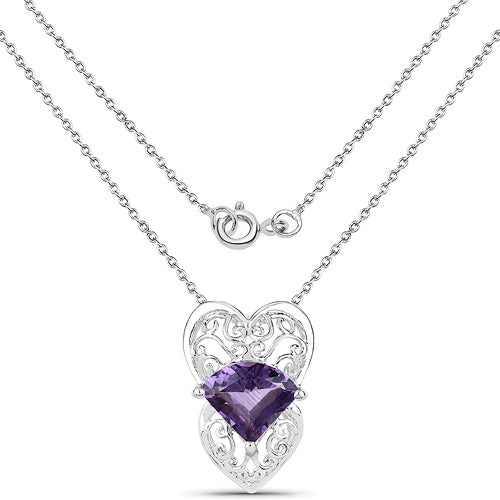 7.80 Carat Genuine Amethyst .925 Sterling Silver Pendant