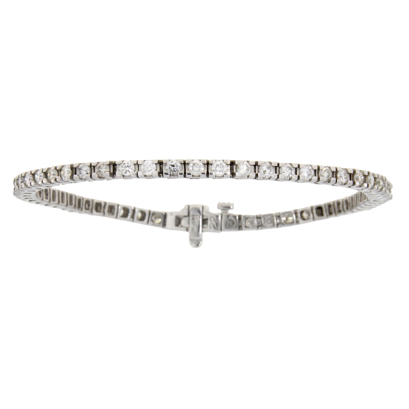 Natural 2.46ct Diamond Tennis Bracelet 14KT White Gold