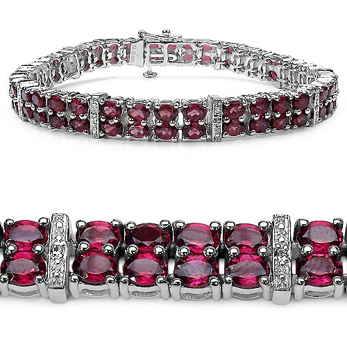 17.65 Carat Genuine Rhodolite .925 Sterling Silver Bracelet