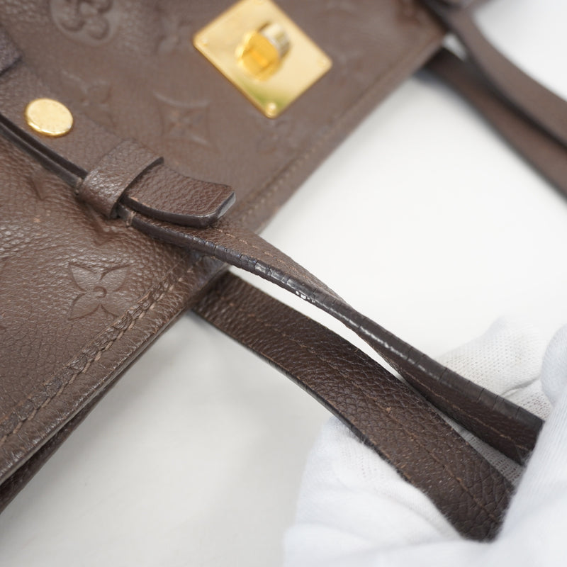 Auth Louis Vuitton Monogram Empreinte M93237 Womens Shoulder BagTote Bag Earth