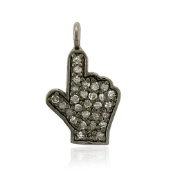 Pave Diamond 925 Sterling Silver Hand Design Charm Pendant Jewelry