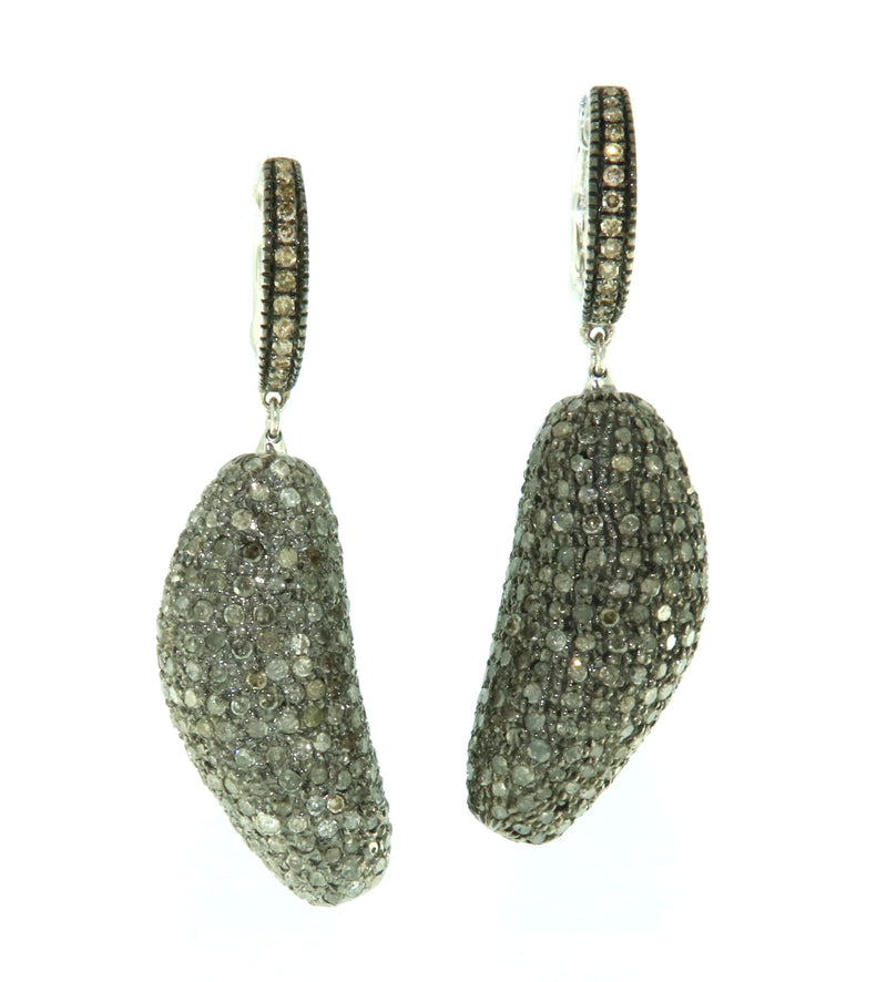 Natural Diamond Dangle Earrings 925 Sterling Silver 18k Gold Jewelry