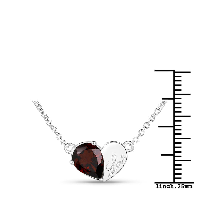 1.90 Carat Genuine Garnet .925 Sterling Silver Pendant