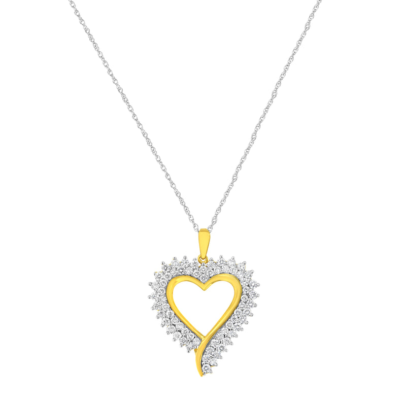 10k Yellow Gold Plated Sterling Silver 2 1/5 cttw Lab Grown Diamond Heart Pendant Necklace (F-G Color, VS2-SI1 Clarity)