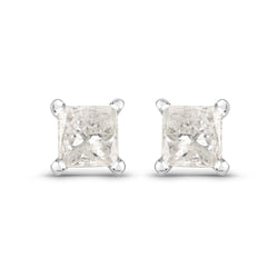 0.53 Carat Genuine White Diamond 14K White Gold Earrings