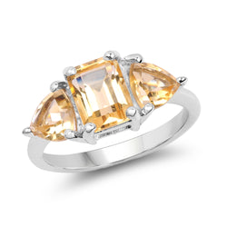 3.00 Carat Genuine Citrine .925 Sterling Silver Ring