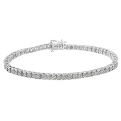 .925 Sterling Silver Diamond Square Frame Miracle-Set Tennis Bracelet (1 cttw, I-J Color, I3 Clarity) - Size 7.5"