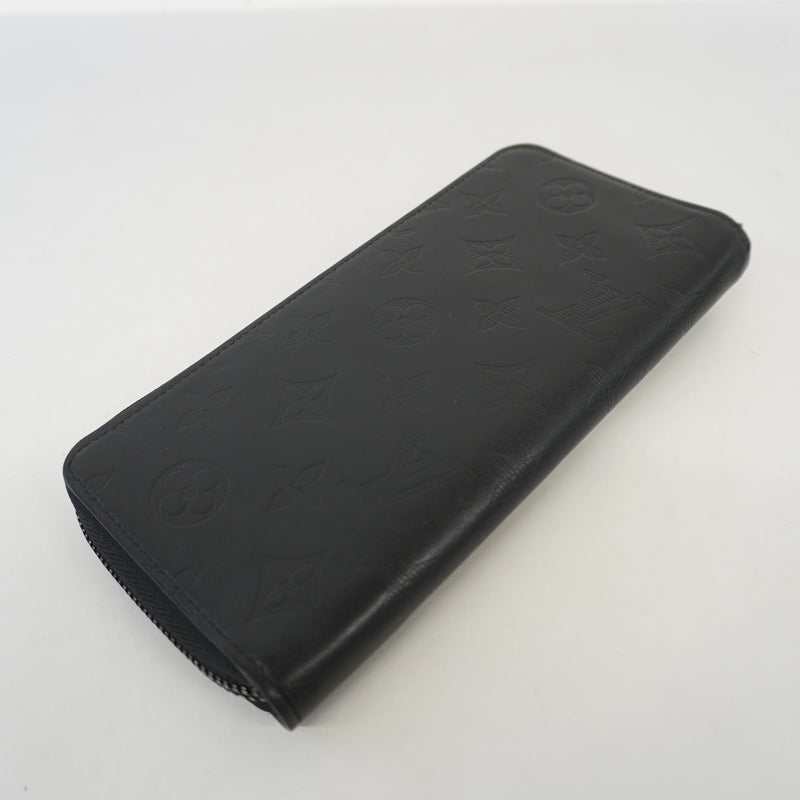 Auth Louis Vuitton Monogram Shadow Zippy Wallet Vertical M62902 Mens Long Wallet (bi-fold) Noir