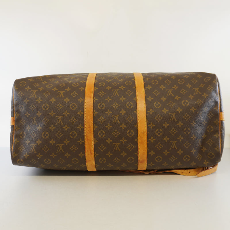 Auth Louis Vuitton Boston Bag Monogram Keepall Bandolier 60 M41412 Unisex