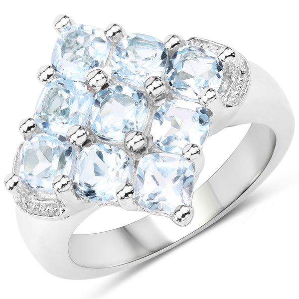 3.24 Carat Genuine  Blue Topaz .925 Sterling Silver Ring