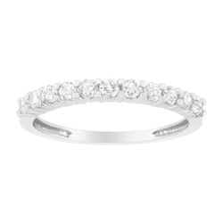 .925 Sterling Silver 1/2 cttw Shared Prong-Set Brilliant Round-Cut Diamond 11 Stone Band Ring (I-J Color, SI2-I1 Clarity) - Size 7