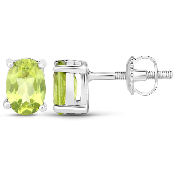 1.66 Carat Genuine Peridot .925 Sterling Silver Earrings