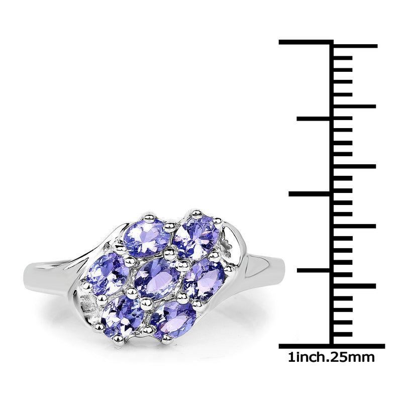 1.19 Carat Genuine Tanzanite .925 Sterling Silver Ring