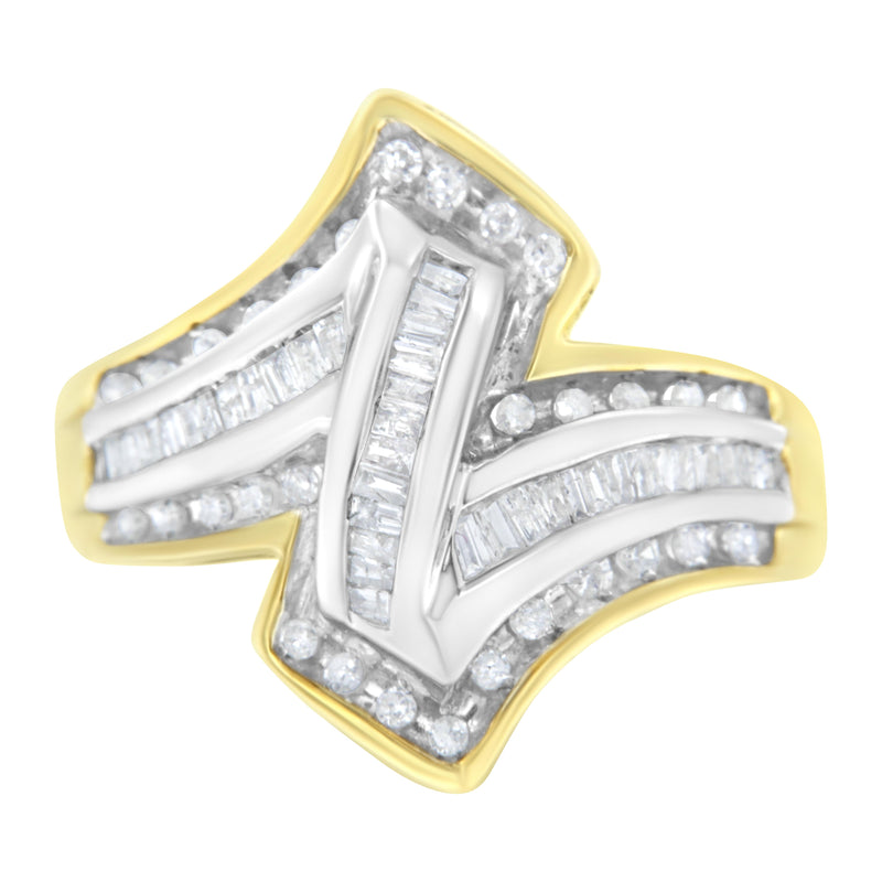 10K Yellow and White Gold 1/2 Carat TDW Diamond Cocktail Ring (H-II2-I3)