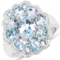 6.64 Carat Genuine Blue Topaz .925 Sterling Silver Ring