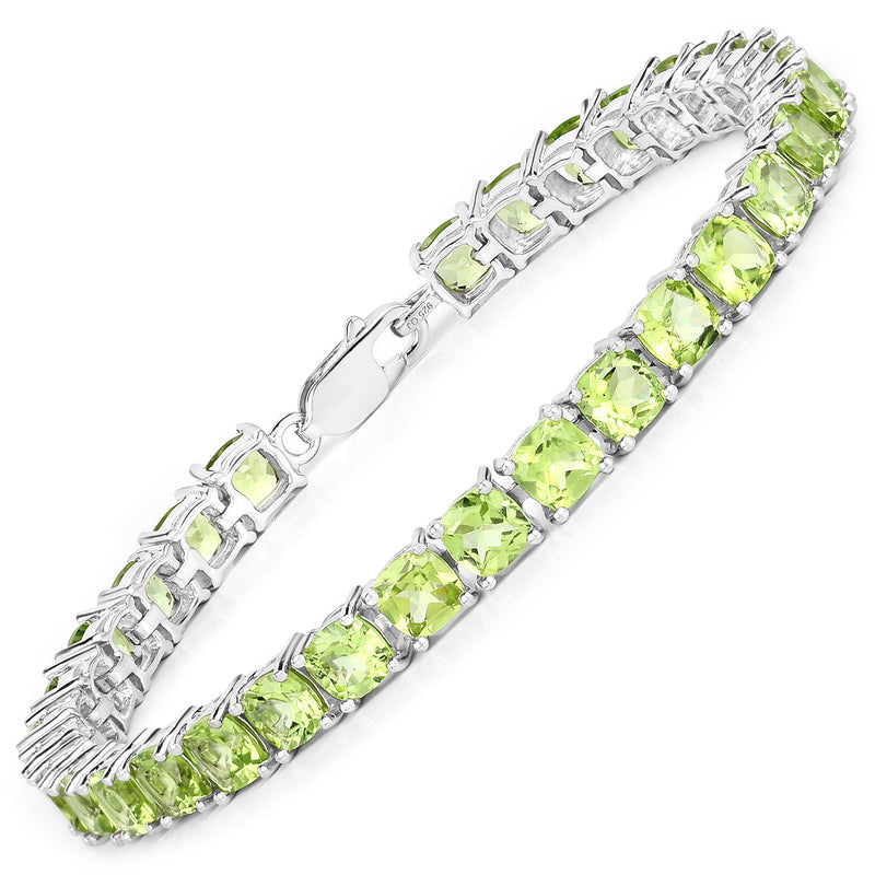 17.60 Carat Genuine Peridot .925 Sterling Silver Bracelet