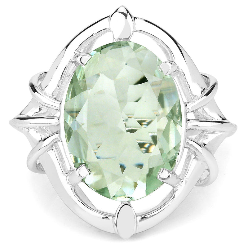 7.90 Carat Genuine Green Amethyst .925 Sterling Silver Ring